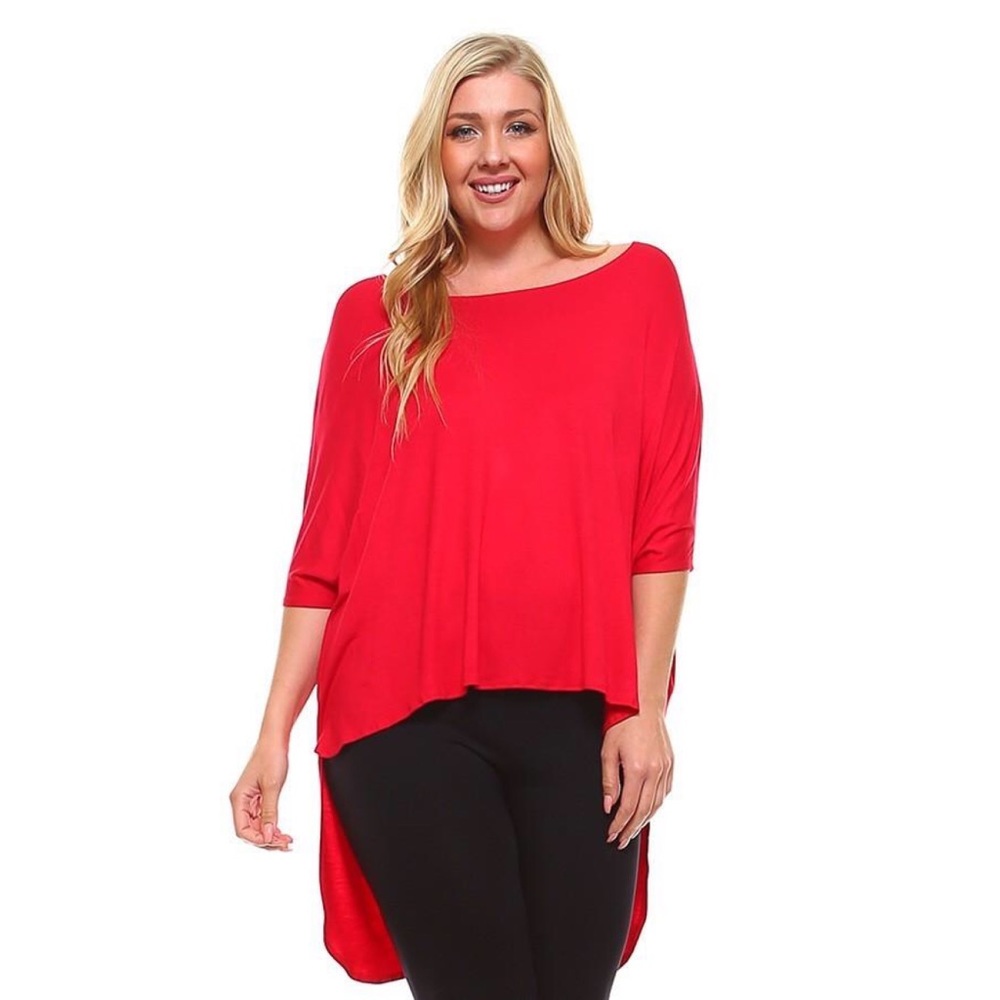 Red Hi-Lo Cape Top